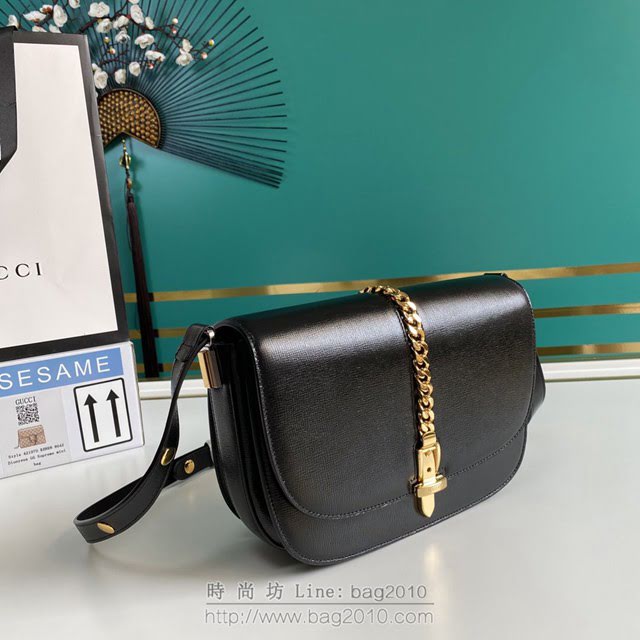 Gucci古馳包包 G家新款女包 款號:601067 Sylvie 1969系列小號肩背包 古奇克色全皮單肩斜挎女包  gdj1358